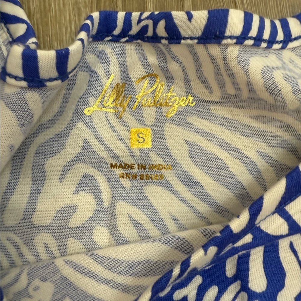 Lilly Pulitzer Rosen T-Shirt Dress Martinique Blue Zee Bebe Small Cotton - Picture 4 of 8